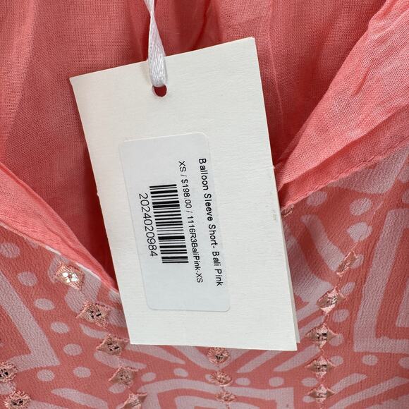Oliphant Dress Flirty Long Balloon Sleeve Short‎ Bali Pink Women's Size XS NWT - Picture 6 of 9